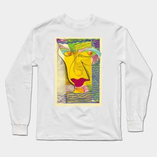 face in a yellow rectangle Long Sleeve T-Shirt